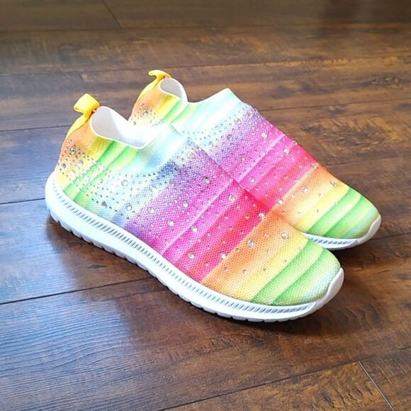Women's Rainbow Rhinestone Size 40 Sock Sneakers In Like New Condition - Picture 6 of 10